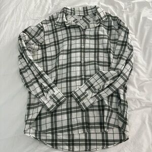 J. Crew White and Green Plaid Button Down Shirt